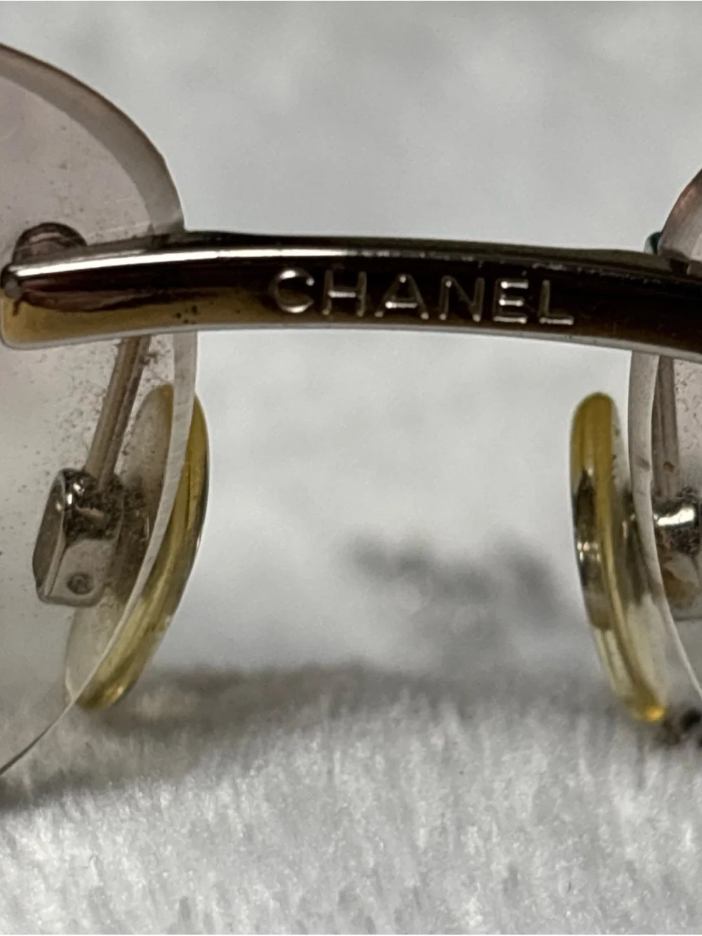 Chanel Rimless Pink Gradient Sunglasses with Gold Bridge